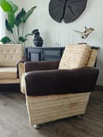 Chaise longue - Cuir synthétique, Textile - Deux fauteuils