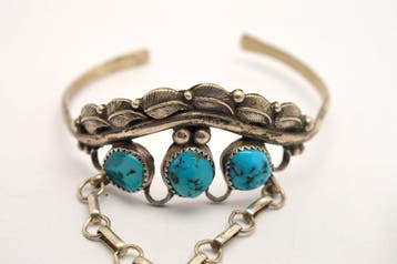 Ensemble bracelet et bague Navajo américain en turquoise