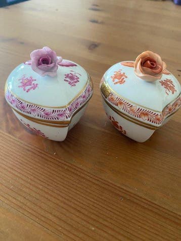 Herend - Boîte (2) - Porcelaine à la cendre dos - 2 boîtes