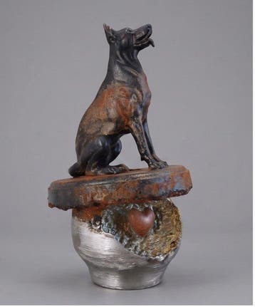 sculptuur, Faithful Heart - 25 cm - Steengoed, Tin, Hars