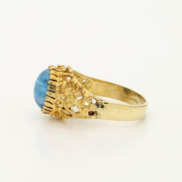 Ring - 18 karaat Geel goud - 1.59ct. tw. Turquoise, Nieuw