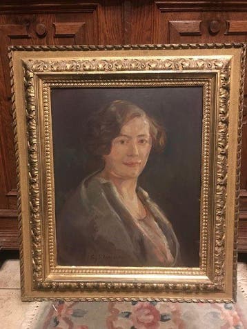 Julien Van De Veegaete (1886-1960) - Portret van den dame, Antiek en Kunst