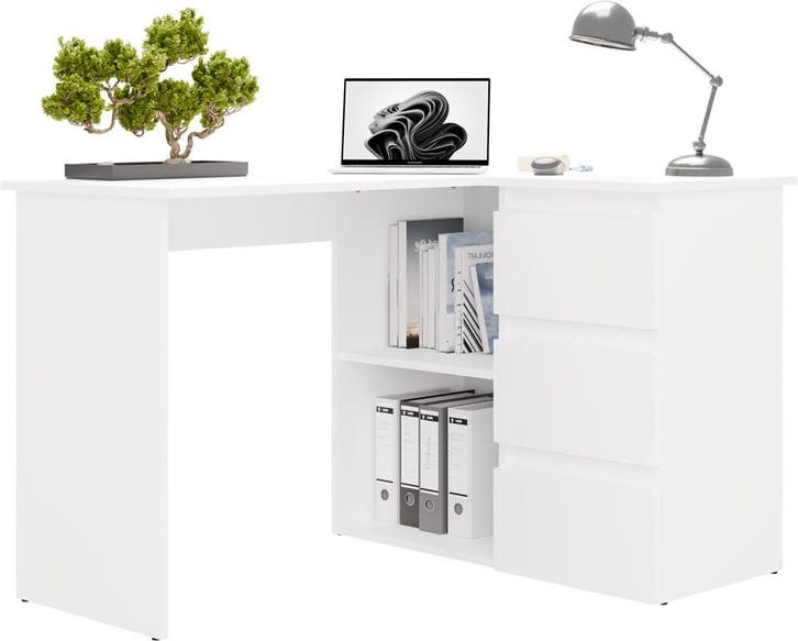 Hoekbureau nice wit rechts 3 lades Wit (Kantoor), Huis en Inrichting, Bureaus, Nieuw, Verzenden