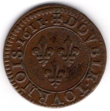 Frankrijk. Louis XIII (1610-1643). Double Tournois 1611-A,