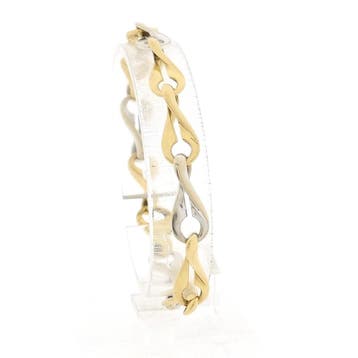 Bicolor gouden infinity schakelarmband, Ophalen of Verzenden, Gebruikt, Goud, Goud