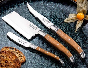 Laguiole - 3x Cheese Knives - Olive Wood - style de -