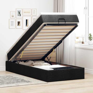 vidaXL Ottoman bed met matras 90x190cm stof zwart, Verzenden, Nieuw