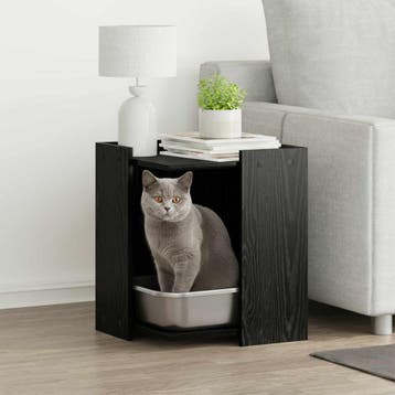 vidaXL Kattenbakomheining Zwart eiken 42 x 42 x 51 cm, Verzenden