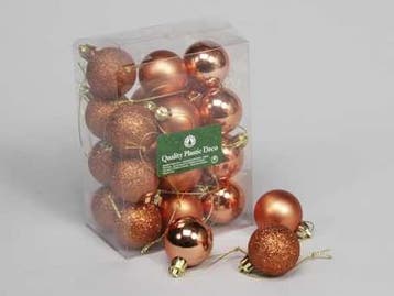Kerstballen kunststof onbreekbaar Koper combi 4 cm 24 stuks, Huis en Inrichting, Nieuw