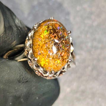 Bague argent s925 opale australienne Bijoux- 3.79 g - (1)