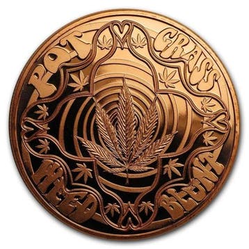 États-Unis. 5 x 1 oz Cannabis Hippie 999 Fine Copper Round