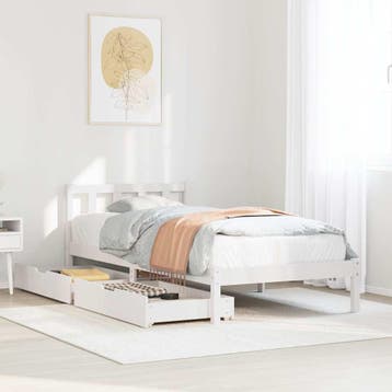 vidaXL Bedframe zonder matras massief grenenhout wit 140x200, Verzenden, Nieuw