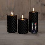 Ledkaars 3d flame wax candle swirl zwart annas collection
