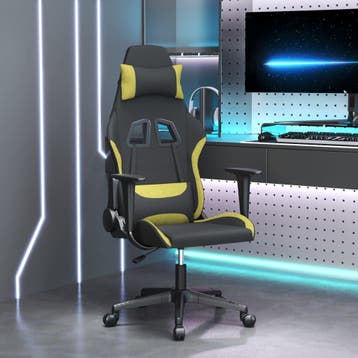 vidaXL Massage gamestoel stof zwart en lichtgroen, Verzenden