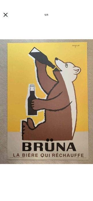 Raymond Savignac - Bière Bruna (réédition), Antiek en Kunst, Kunst | Tekeningen en Fotografie