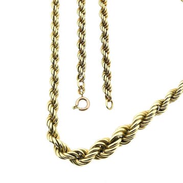 Gouden gedraaide schakelketting; 14 karaat; 51,5 cm, Handtassen en Accessoires, Ophalen of Verzenden, Gebruikt, Goud, Goud