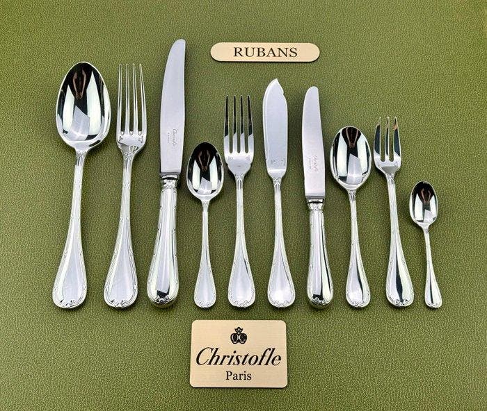 Christofle - Tafelservies voor 12 (127) - Linten -, Antiek en Kunst, Antiek | Meubels | Tafels