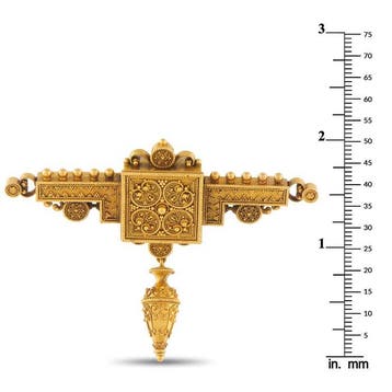 Broche - 18 karaat Antieke Etrusk-Revival 18k geelgouden