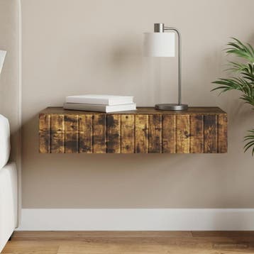 vidaXL Wandgemonteerde Zijtafel Gerookt eiken 87,5 x 34,5 x, Huis en Inrichting, Kasten | Overige, Verzenden, Nieuw