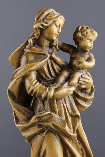Val Gardena - sculptuur, Maria met Kind - 20 cm - Hout