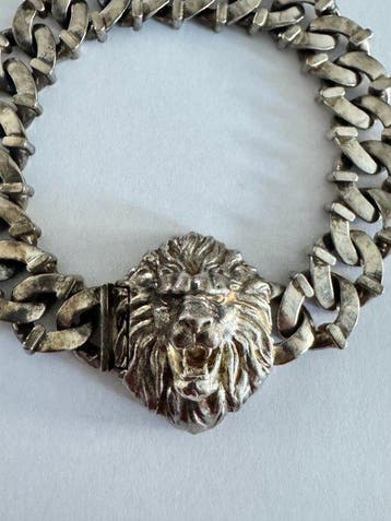 Zonder minimumprijs - Armband Lion zilverarmband - Met oog, Handtassen en Accessoires, Armbanden, Nieuw