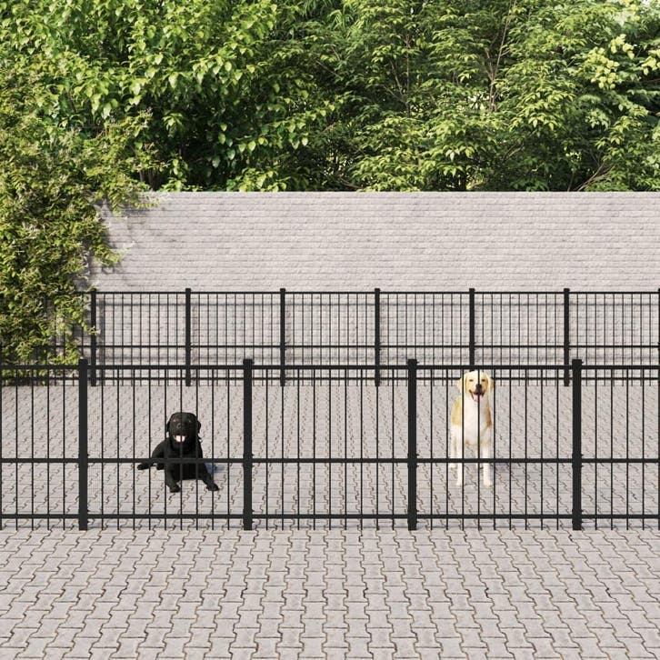 vidaXL Hondenkennel voor buiten 46,1 m² staal, Dieren en Toebehoren, Hondenbenches, Nieuw, Verzenden