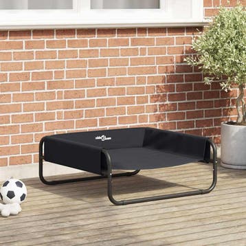 vidaXL Hondenbed Zwart 75 x 75 x 30 cm Staal, Dieren en Toebehoren, Honden-accessoires, Verzenden, Nieuw