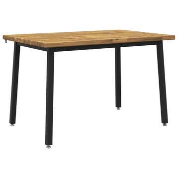 vidaXL 120 x 80 x 75 cm Massief Acacia Hout Wit en zwart, Huis en Inrichting, Tafels | Eettafels, Verzenden, Nieuw