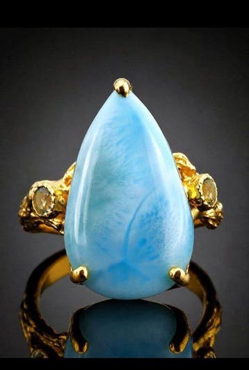Zonder minimumprijs - Ring Larimar edelsteenring - 925, Nieuw