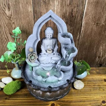 Boeddha Sier Waterval - LED Verlichting - Zen Garden Feng, Verzenden, Nieuw