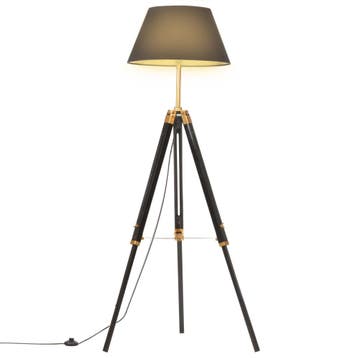 vidaXL Vloerlamp driepoot 141 cm massief teakhout zwart en, Verzenden
