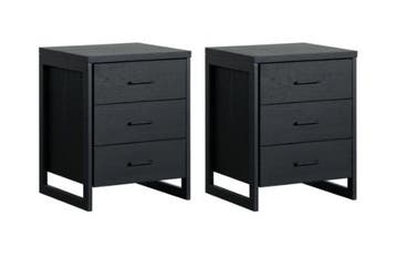Caresse Nachtkastje OAK 3 Laden (Set - 2 Stuks), Nieuw