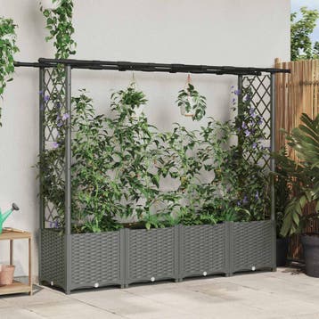 vidaXL Verhoogd Bed met Trellis en Dak Lichtgrijs 203 x 40 x, Verzenden