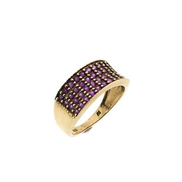 9 karaat ring met robijn, Handtassen en Accessoires, Ringen, 18 tot 19, Gebruikt, Geel, Ophalen of Verzenden