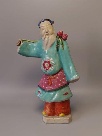 Famille Rose porseleinen beeld van Dongfang Shuo die