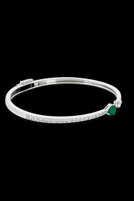 Bracelet - 14 carats Or blanc - 1.44ct. tw. Émeraude -, Handtassen en Accessoires, Antieke sieraden