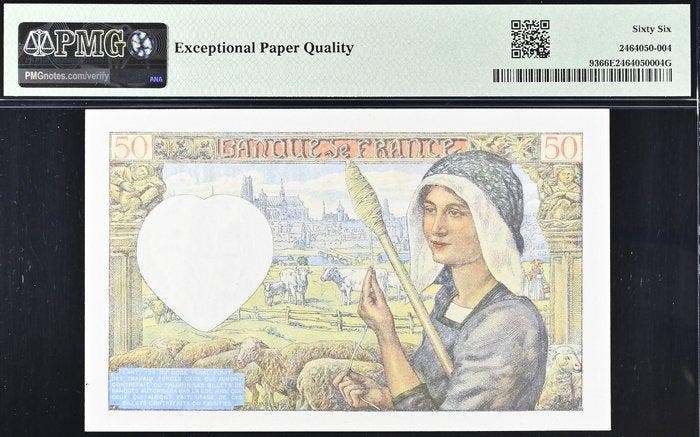 Frankrijk. - 50 Francs - 1942 - PMG 66 EPQ - Pick 93 (Zonder, Timbres & Monnaies, Billets de banque | Europe | Billets non-euro
