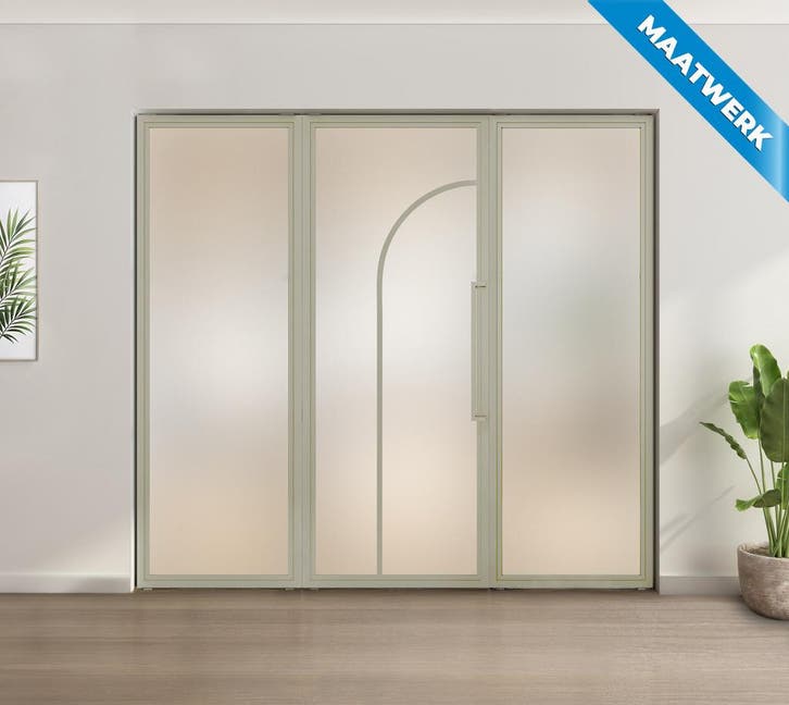 Enkele stalen taatsdeur met glaspaneel Kiezelgrijs 2 Vlaks r, Bricolage & Construction, Fenêtres & Moustiquaires