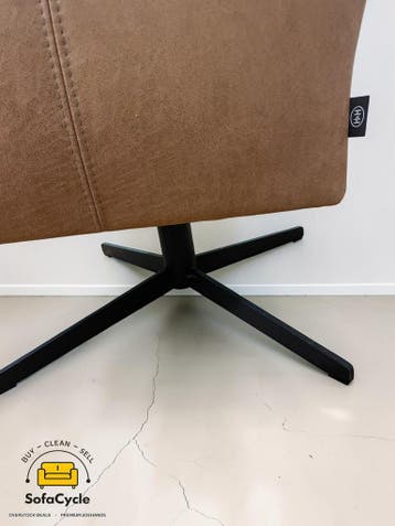 Henders & Hazel fauteuil cognac met voetbankje – tweedehands, Maison & Meubles, Verzenden