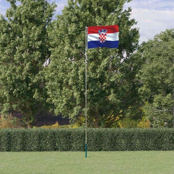 vidaXL Vlag met vlaggenmast Kroatië 5,5 m aluminium, Verzenden, Nieuw
