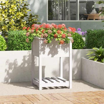 vidaXL Plantenbak met schap 54x54x81 cm massief grenenhout, Verzenden