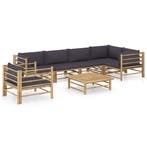 vidaXL 7-delige Loungeset met donkergrijze kussens bamboe, Verzenden, Nieuw, Loungeset