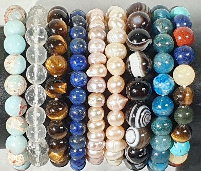Brésil, Inde, Afghanistan - Manchette - 18 bracelets de, Collections, Minéraux & Fossiles