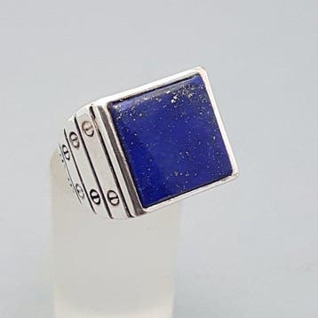Zilver, Art Deco Lapis Lazuli - Ring