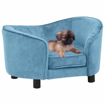 vidaXL Hondenbank 69x49x40 cm pluche turquoise, Verzenden