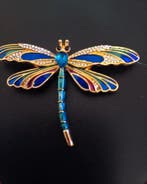 grote libellenspeld – goudkleurig metaal, gekleurde emaille