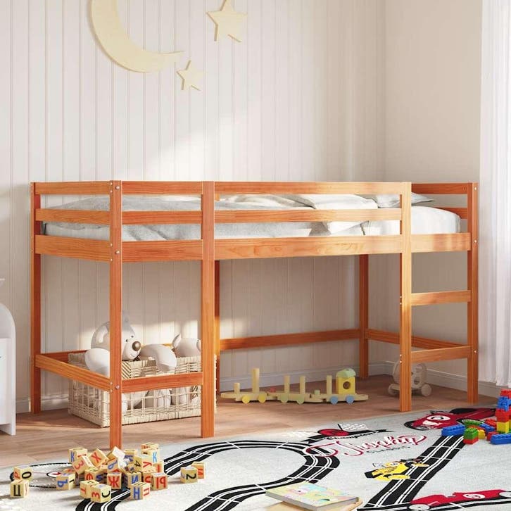 vidaXL Kinderhoogslaper met ladder 80x200 cm massief, Huis en Inrichting, Slaapkamer | Bedden, Nieuw, Verzenden