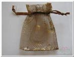 Cadeauzakje giftbag organza golden butterfly brown goud 7x9, Nieuw