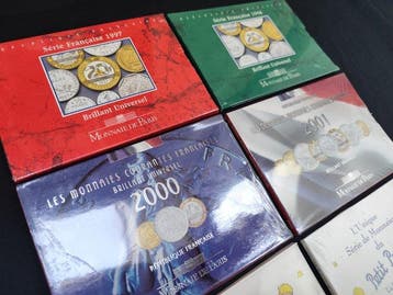 Frankrijk. Mint Set (BU) 1997 à 2001 (lot de 6 coffrets), Postzegels en Munten