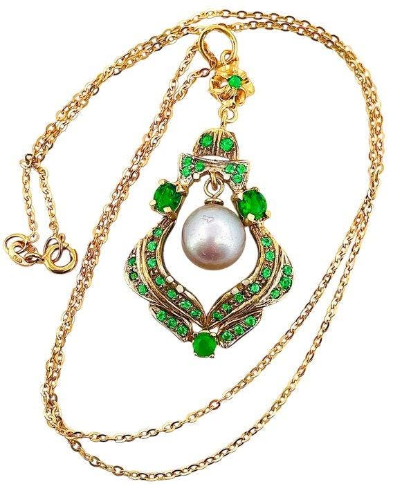 Zonder minimumprijs - Halsketting - 9 kt. Geel goud, Zilver, Handtassen en Accessoires, Kettingen